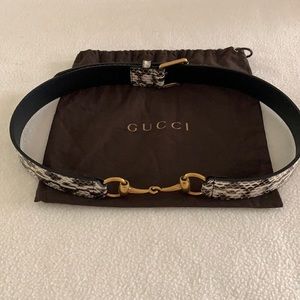 Gucci snakeskin belt with horsebit
